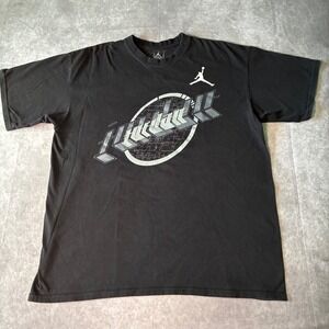 Y2K Jordan Brand Mens XL Black Graphic T-Shirt Jumpman Logo Streetwear NBA